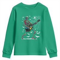 Halloween Rock And Roll Youth Sweatshirt Skeleton Playing Guitar - Wonder Print Shop