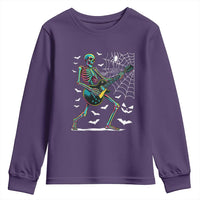 Halloween Rock And Roll Youth Sweatshirt Skeleton Playing Guitar - Wonder Print Shop