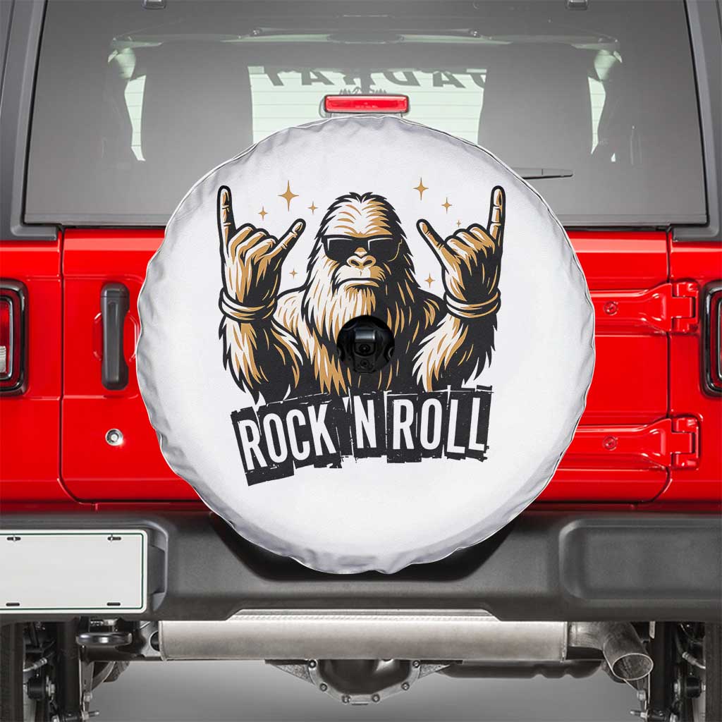 Funny Bigfoot Rock N Roll Spare Tire Cover Music Lover Sasquatch - Wonder Print Shop