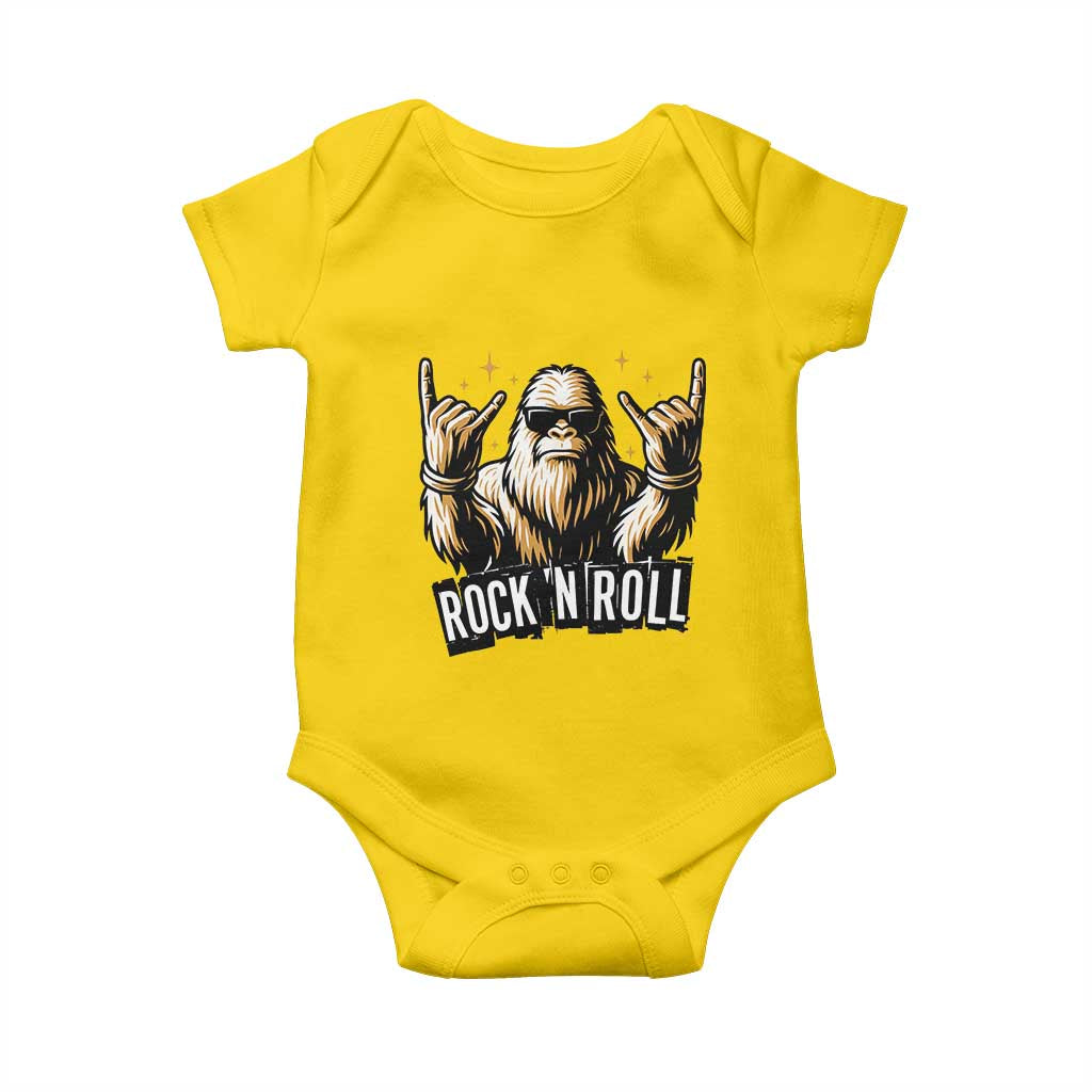 Funny Bigfoot Rock N Roll Baby Onesie Music Lover Sasquatch - Wonder Print Shop