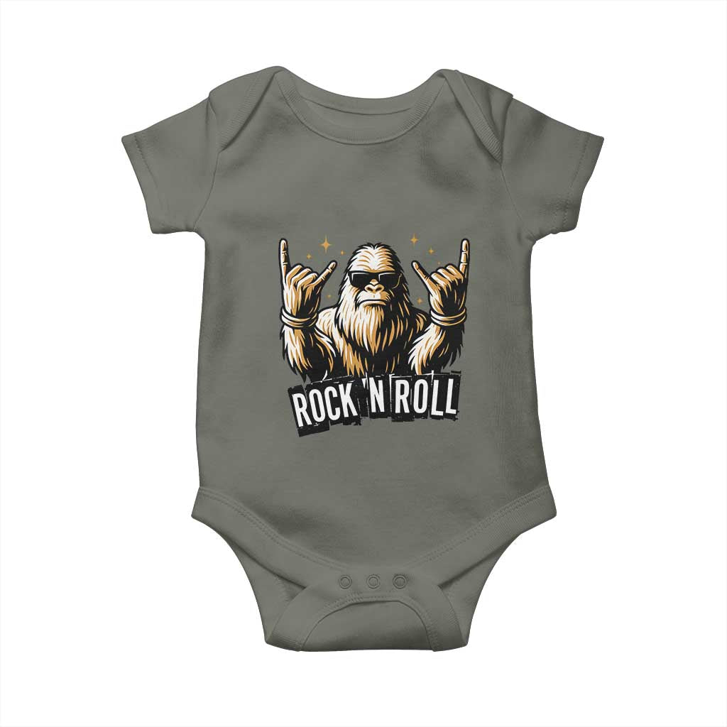 Funny Bigfoot Rock N Roll Baby Onesie Music Lover Sasquatch - Wonder Print Shop