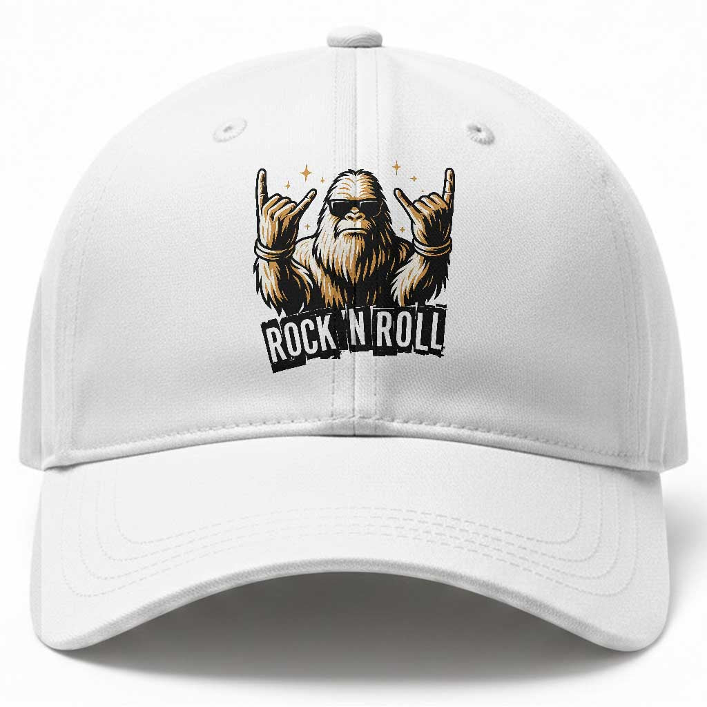 Funny Bigfoot Rock N Roll Baseball Cap Music Lover Sasquatch