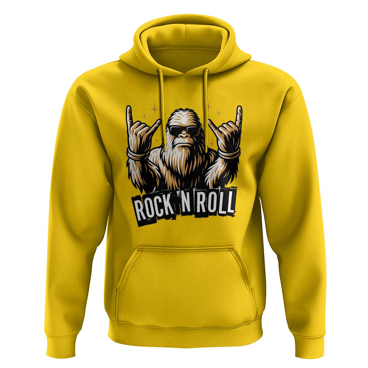 Funny Bigfoot Rock N Roll Hoodie Music Lover Sasquatch - Wonder Print Shop