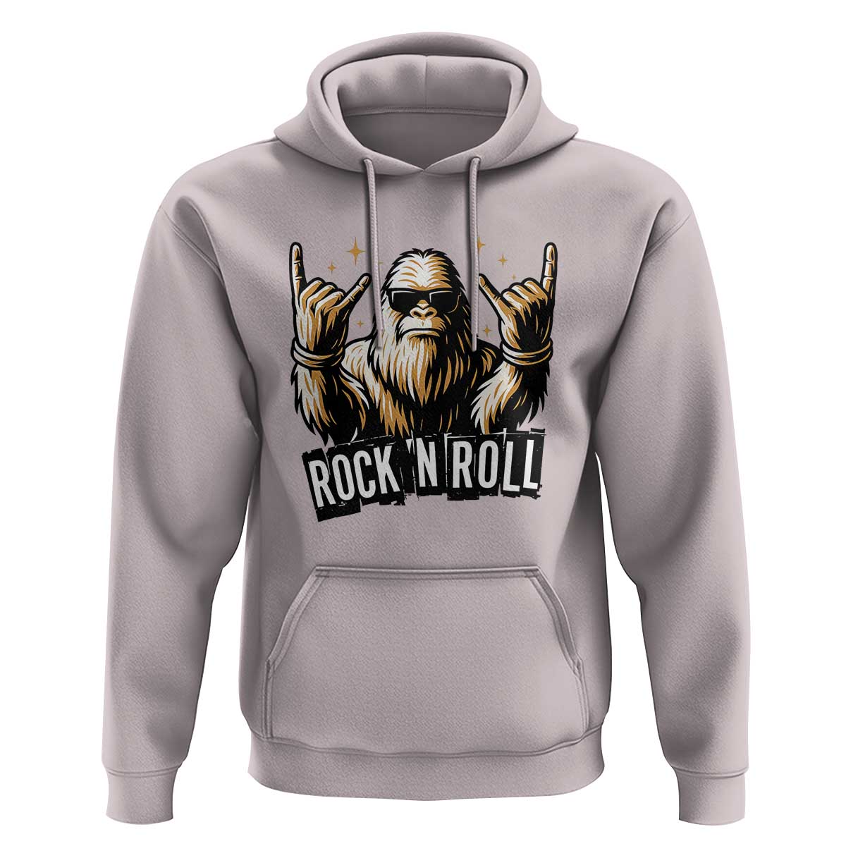Funny Bigfoot Rock N Roll Hoodie Music Lover Sasquatch - Wonder Print Shop