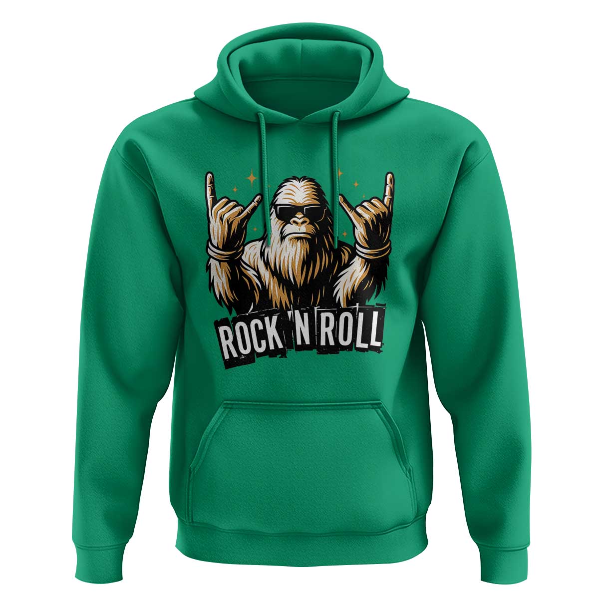 Funny Bigfoot Rock N Roll Hoodie Music Lover Sasquatch - Wonder Print Shop