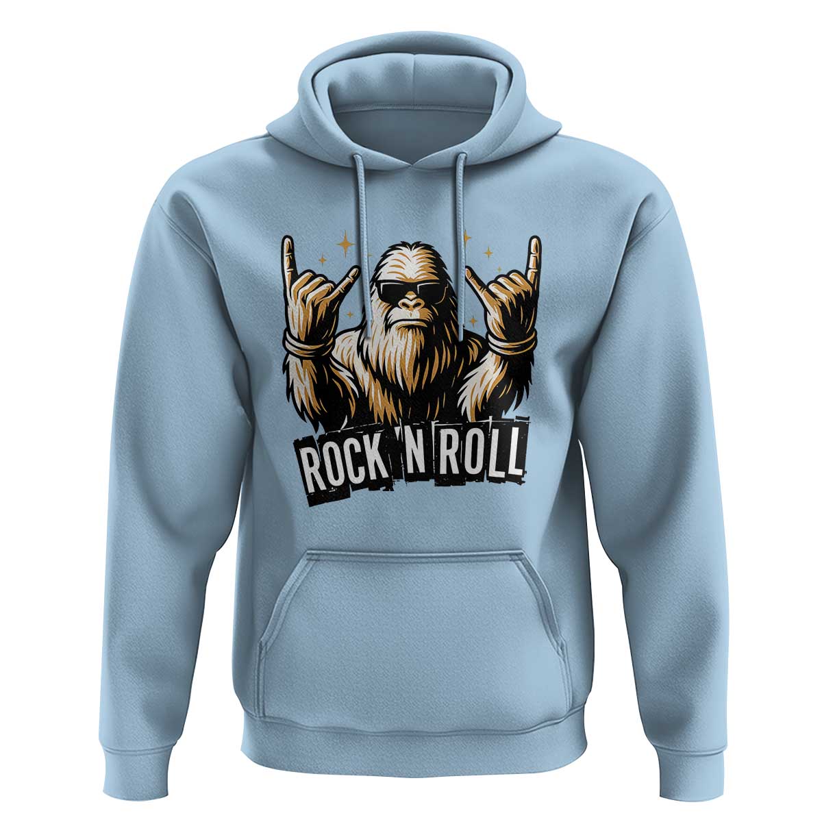 Funny Bigfoot Rock N Roll Hoodie Music Lover Sasquatch - Wonder Print Shop