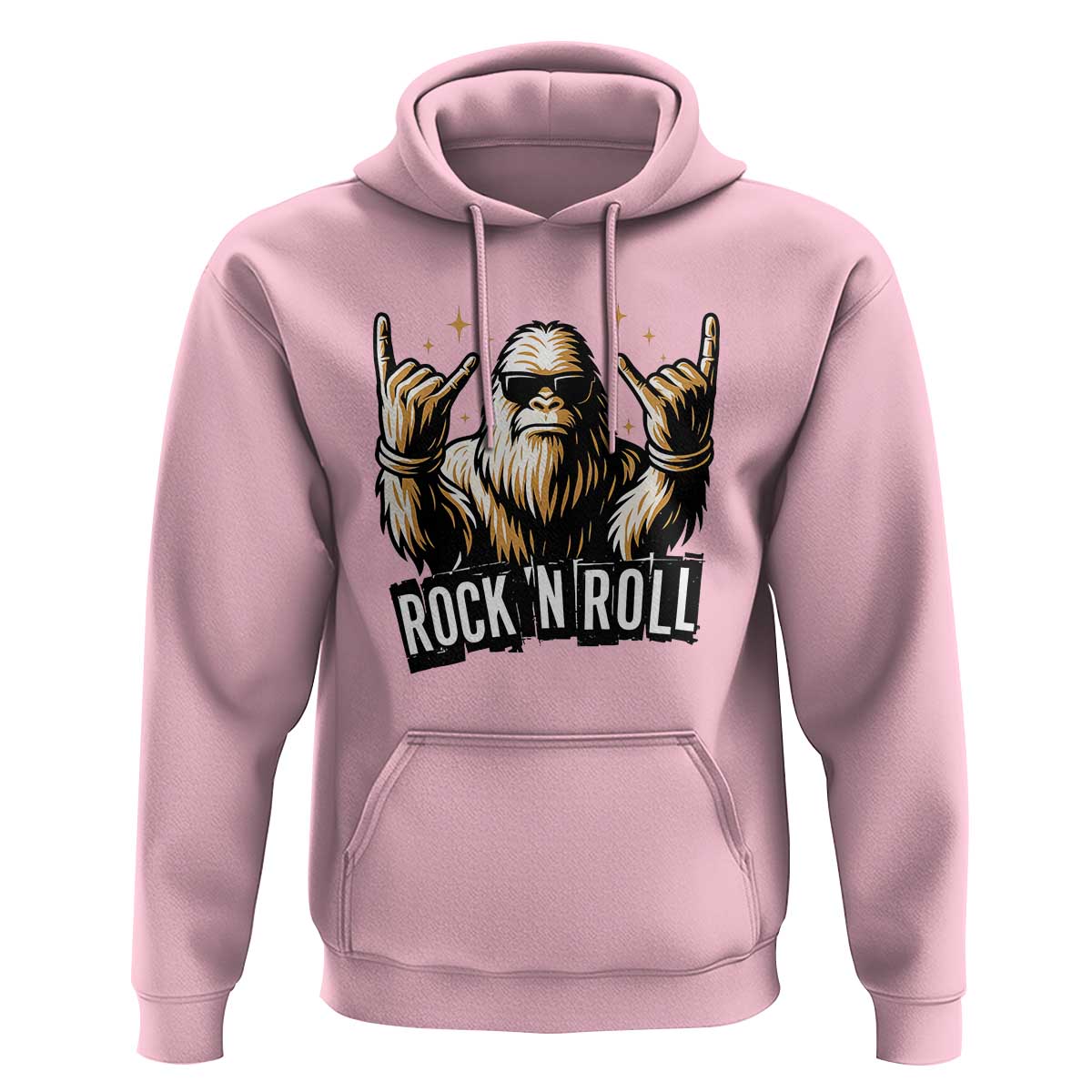 Funny Bigfoot Rock N Roll Hoodie Music Lover Sasquatch - Wonder Print Shop