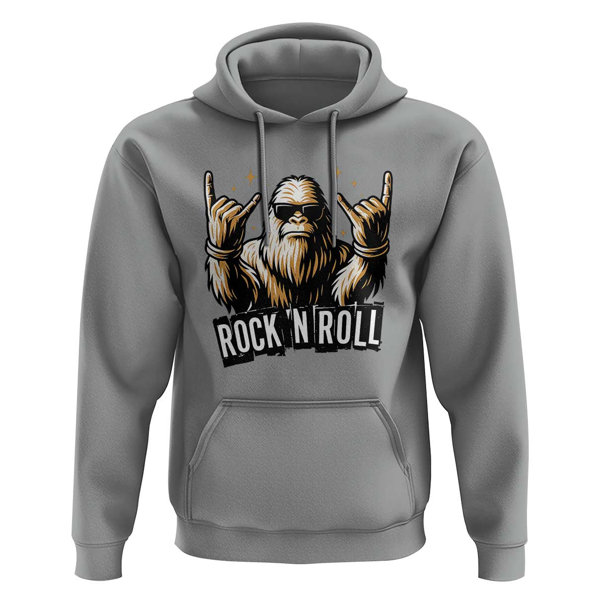Funny Bigfoot Rock N Roll Hoodie Music Lover Sasquatch - Wonder Print Shop
