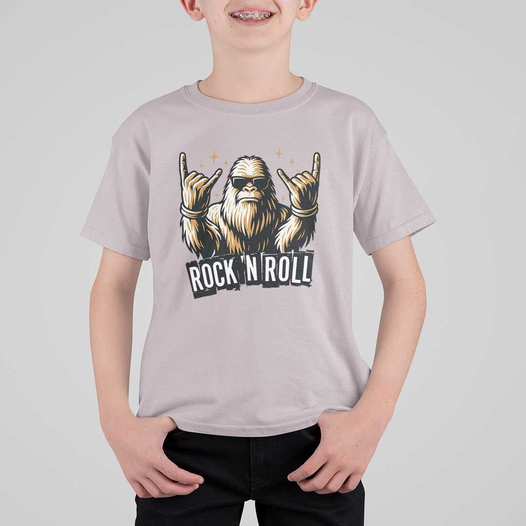 Funny Bigfoot Rock N Roll T Shirt For Kid Music Lover Sasquatch - Wonder Print Shop