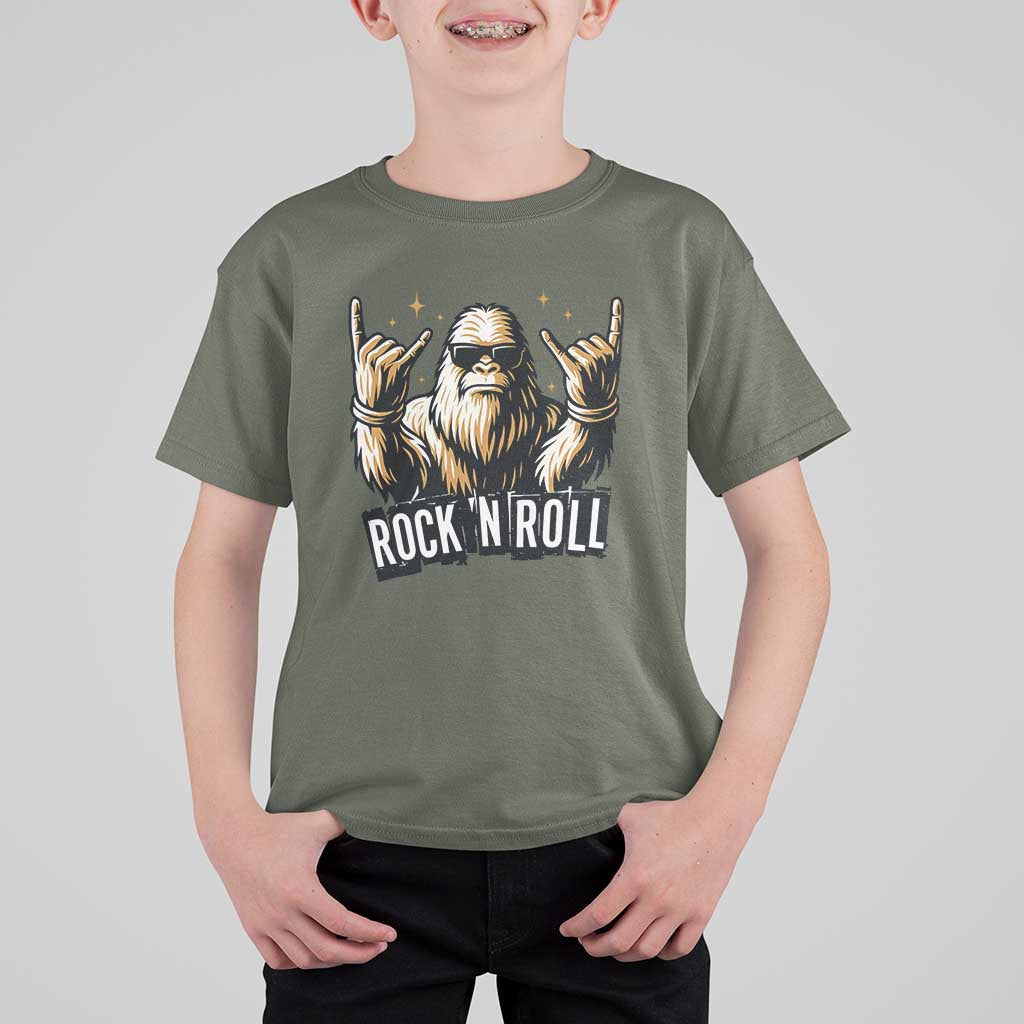 Funny Bigfoot Rock N Roll T Shirt For Kid Music Lover Sasquatch - Wonder Print Shop