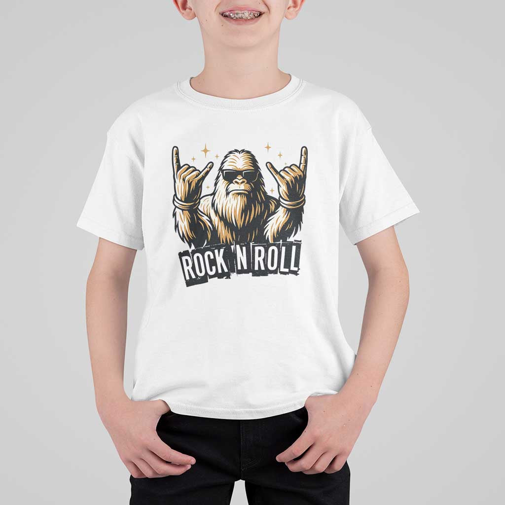 Funny Bigfoot Rock N Roll T Shirt For Kid Music Lover Sasquatch - Wonder Print Shop