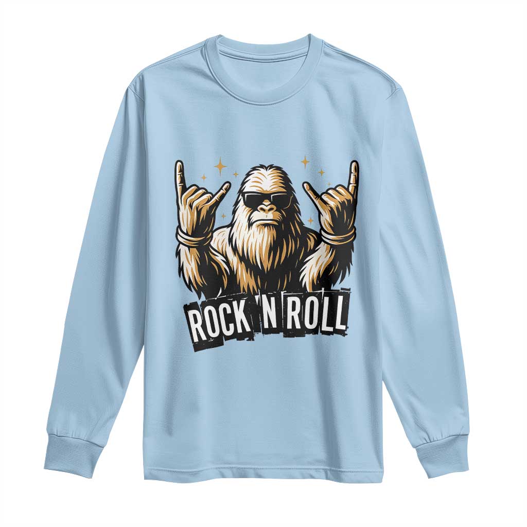 Funny Bigfoot Rock N Roll Long Sleeve Shirt Music Lover Sasquatch - Wonder Print Shop
