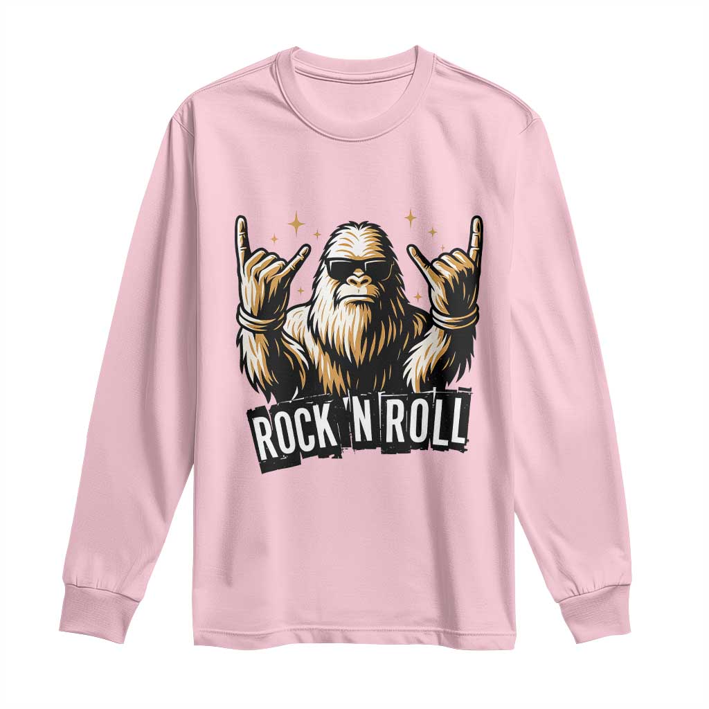 Funny Bigfoot Rock N Roll Long Sleeve Shirt Music Lover Sasquatch - Wonder Print Shop