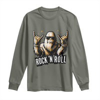 Funny Bigfoot Rock N Roll Long Sleeve Shirt Music Lover Sasquatch - Wonder Print Shop