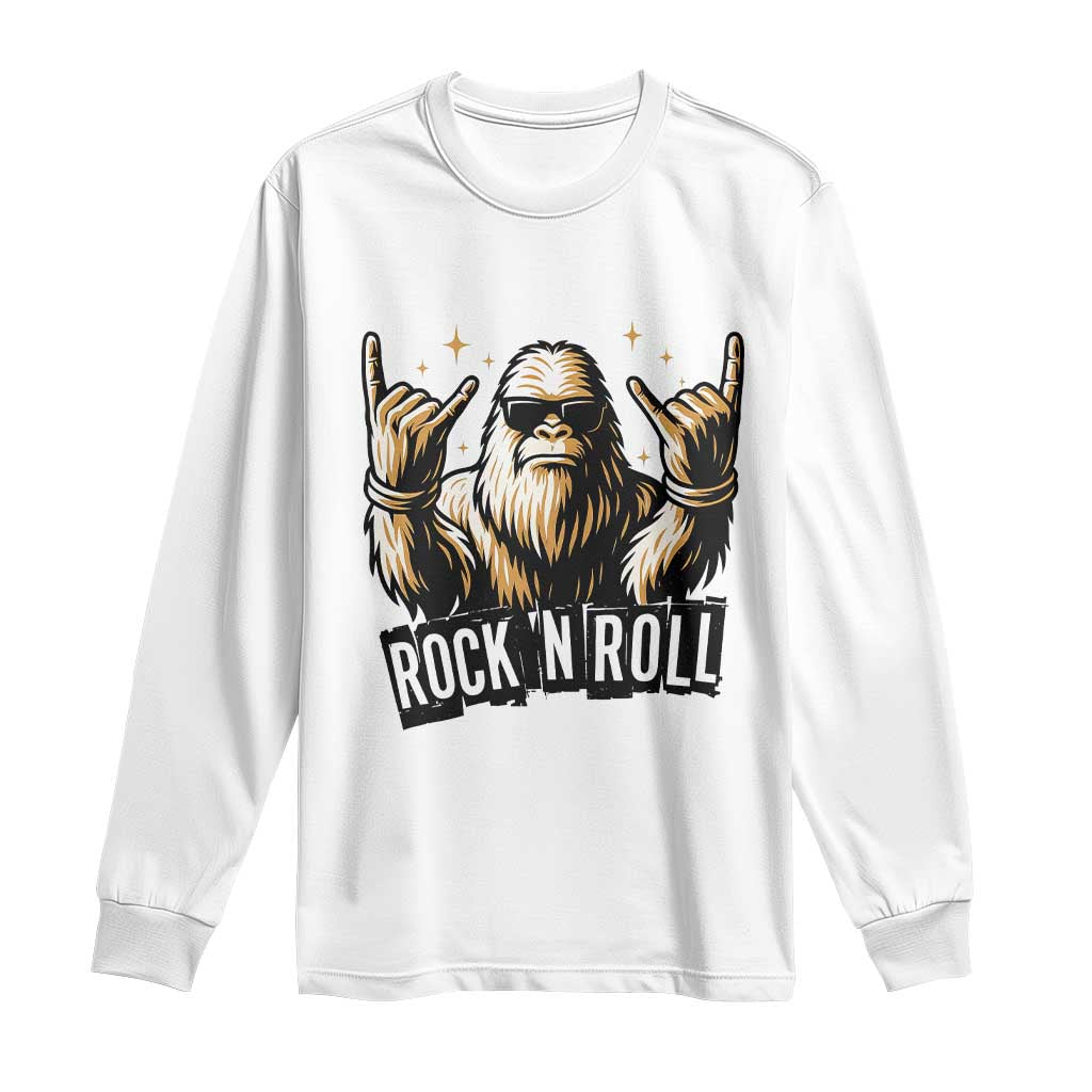 Funny Bigfoot Rock N Roll Long Sleeve Shirt Music Lover Sasquatch - Wonder Print Shop