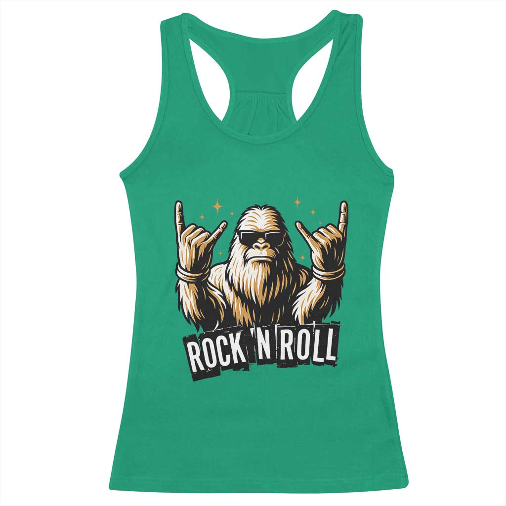 Funny Bigfoot Rock N Roll Racerback Tank Top Music Lover Sasquatch - Wonder Print Shop