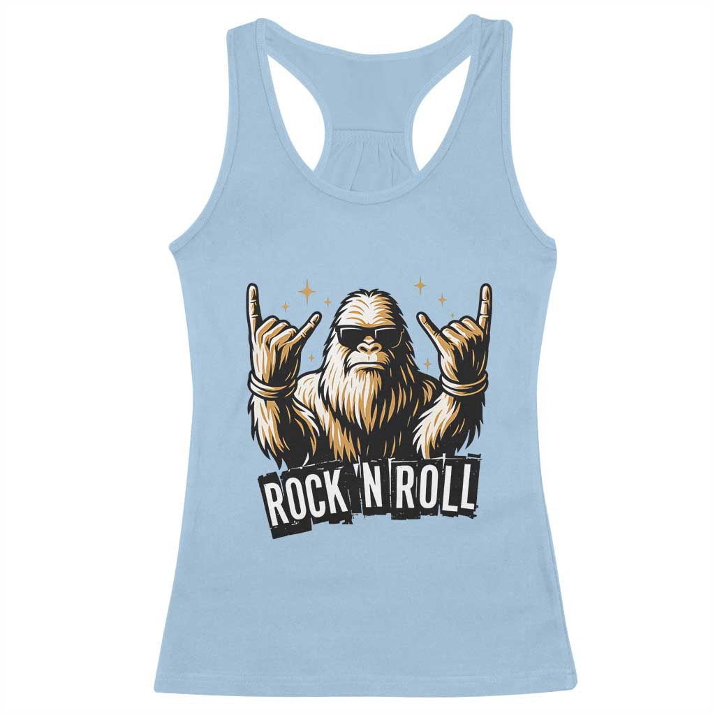 Funny Bigfoot Rock N Roll Racerback Tank Top Music Lover Sasquatch - Wonder Print Shop