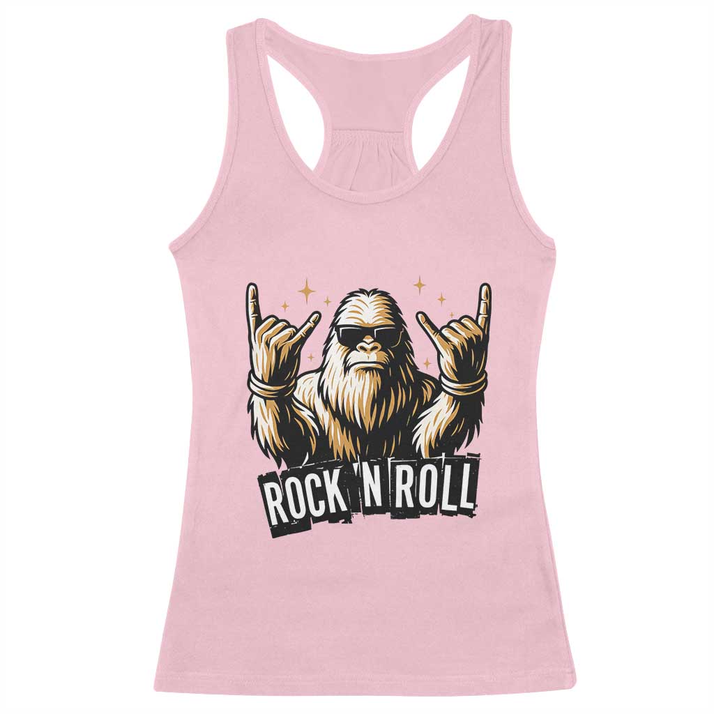 Funny Bigfoot Rock N Roll Racerback Tank Top Music Lover Sasquatch - Wonder Print Shop