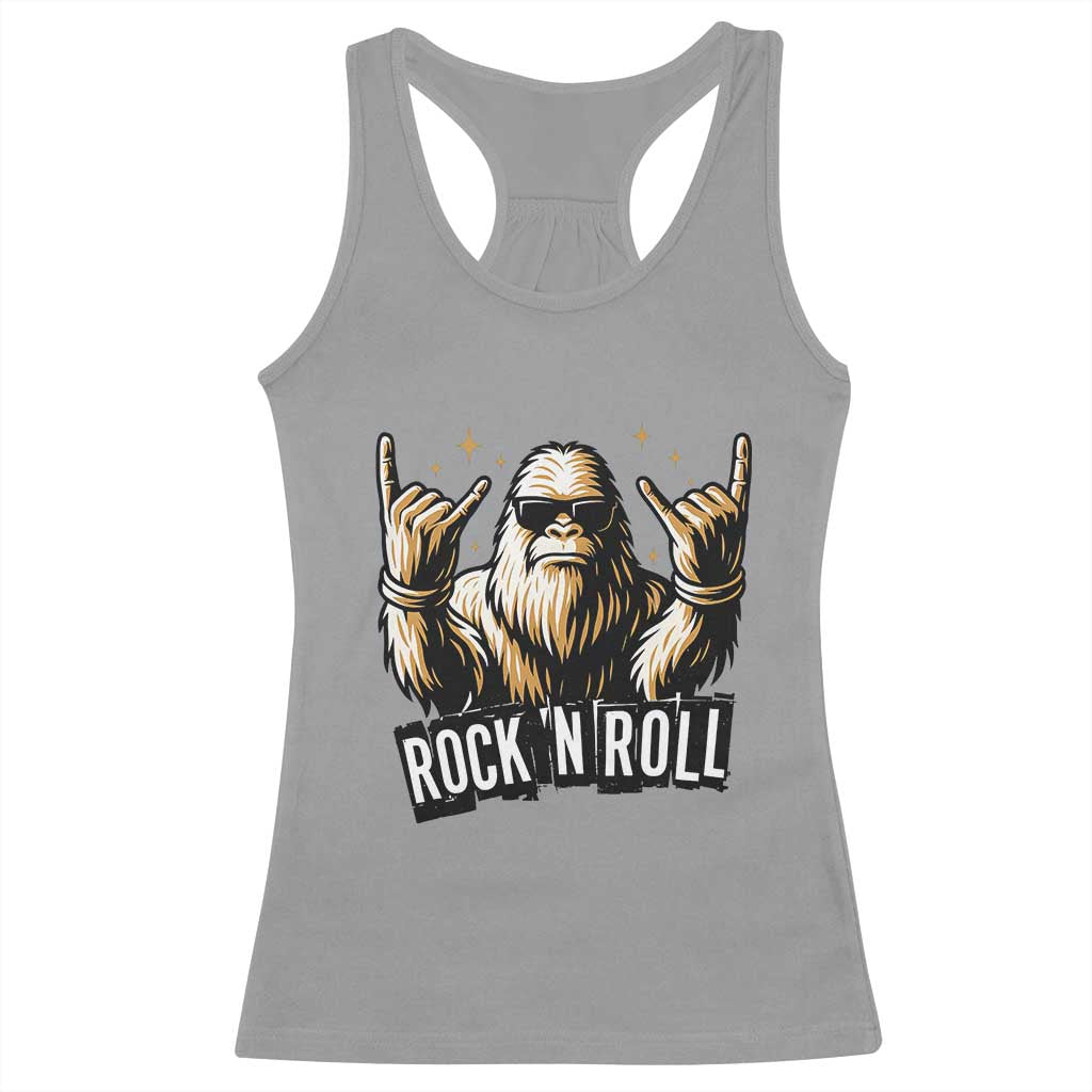 Funny Bigfoot Rock N Roll Racerback Tank Top Music Lover Sasquatch - Wonder Print Shop