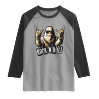 Funny Bigfoot Rock N Roll Raglan Shirt Music Lover Sasquatch - Wonder Print Shop