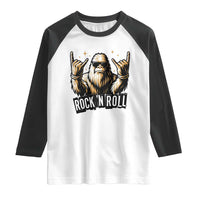 Funny Bigfoot Rock N Roll Raglan Shirt Music Lover Sasquatch - Wonder Print Shop