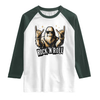 Funny Bigfoot Rock N Roll Raglan Shirt Music Lover Sasquatch - Wonder Print Shop