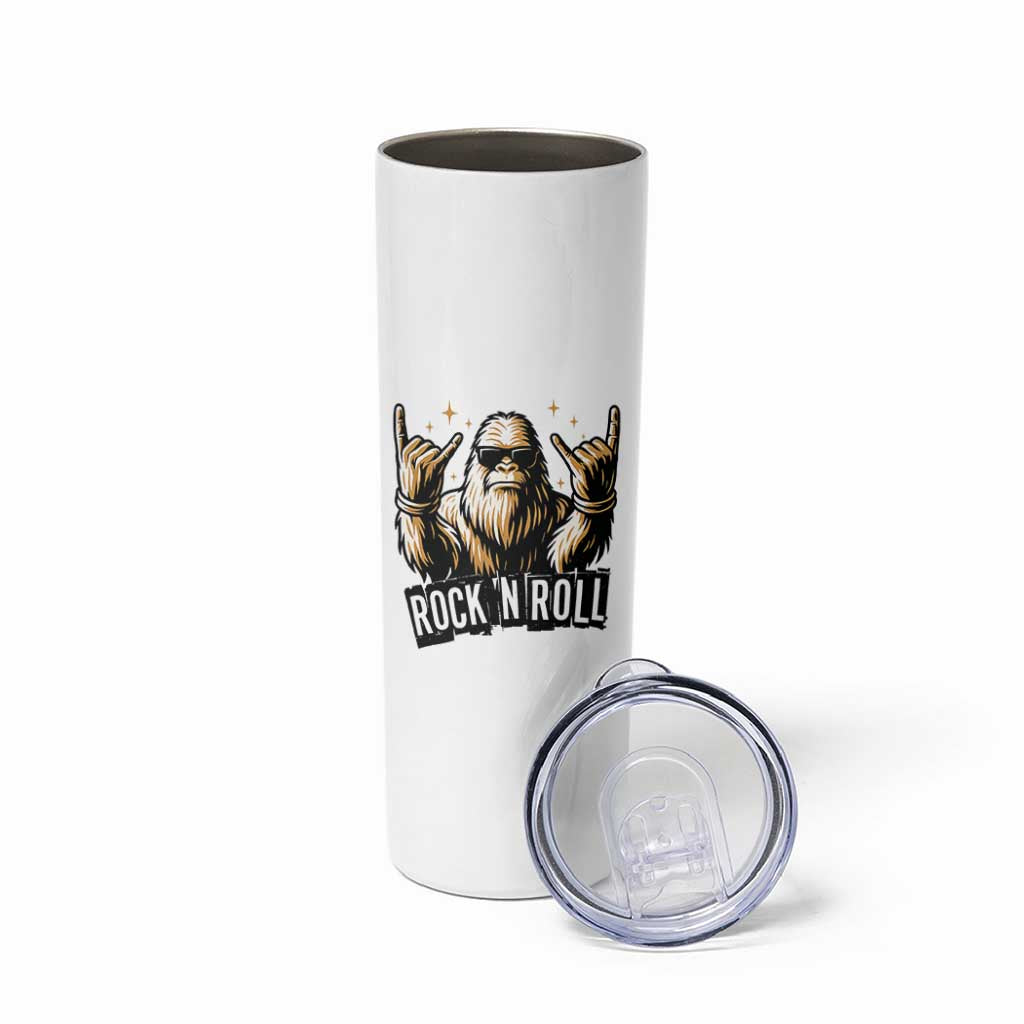Funny Bigfoot Rock N Roll Skinny Tumbler Music Lover Sasquatch