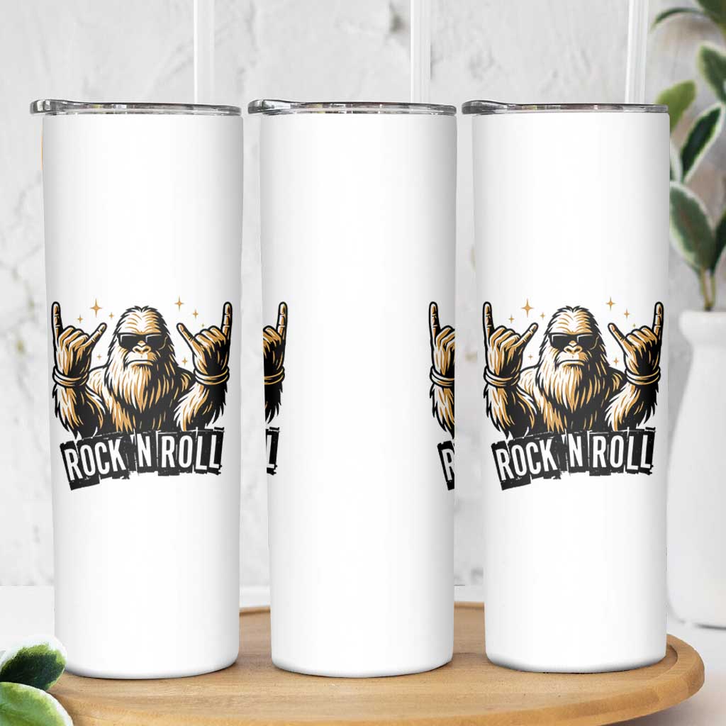 Funny Bigfoot Rock N Roll Skinny Tumbler Music Lover Sasquatch