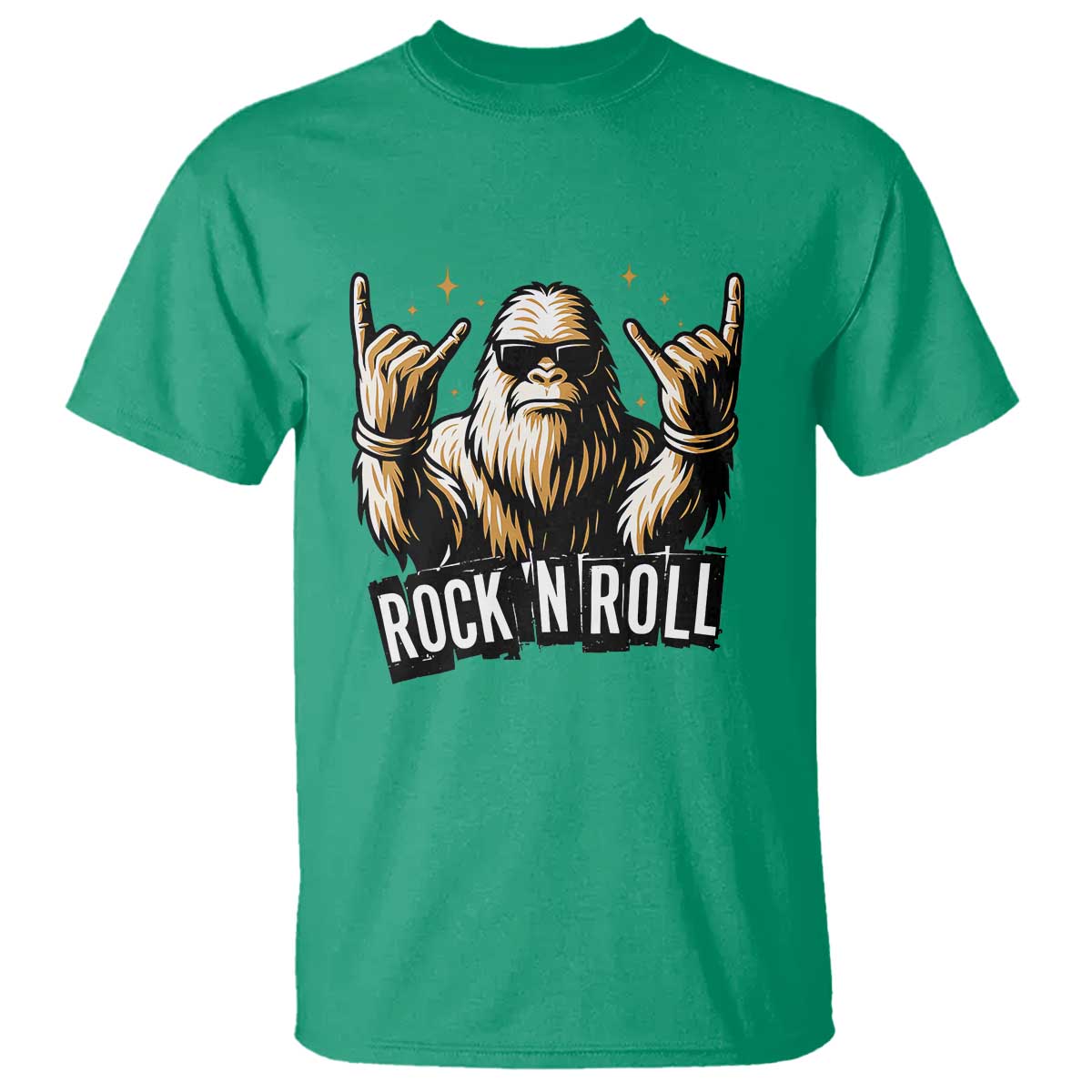 Funny Bigfoot Rock N Roll T Shirt Music Lover Sasquatch - Wonder Print Shop