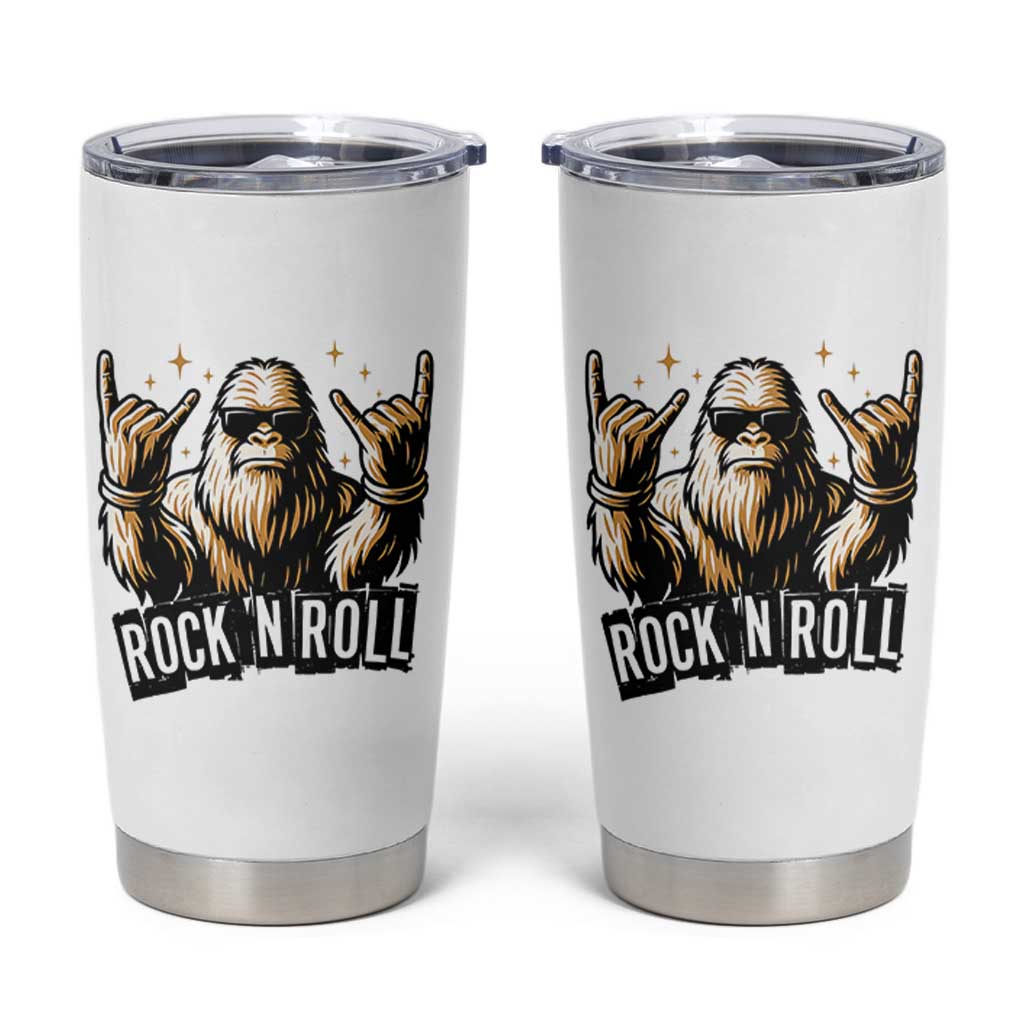 Funny Bigfoot Rock N Roll Tumbler Cup Music Lover Sasquatch
