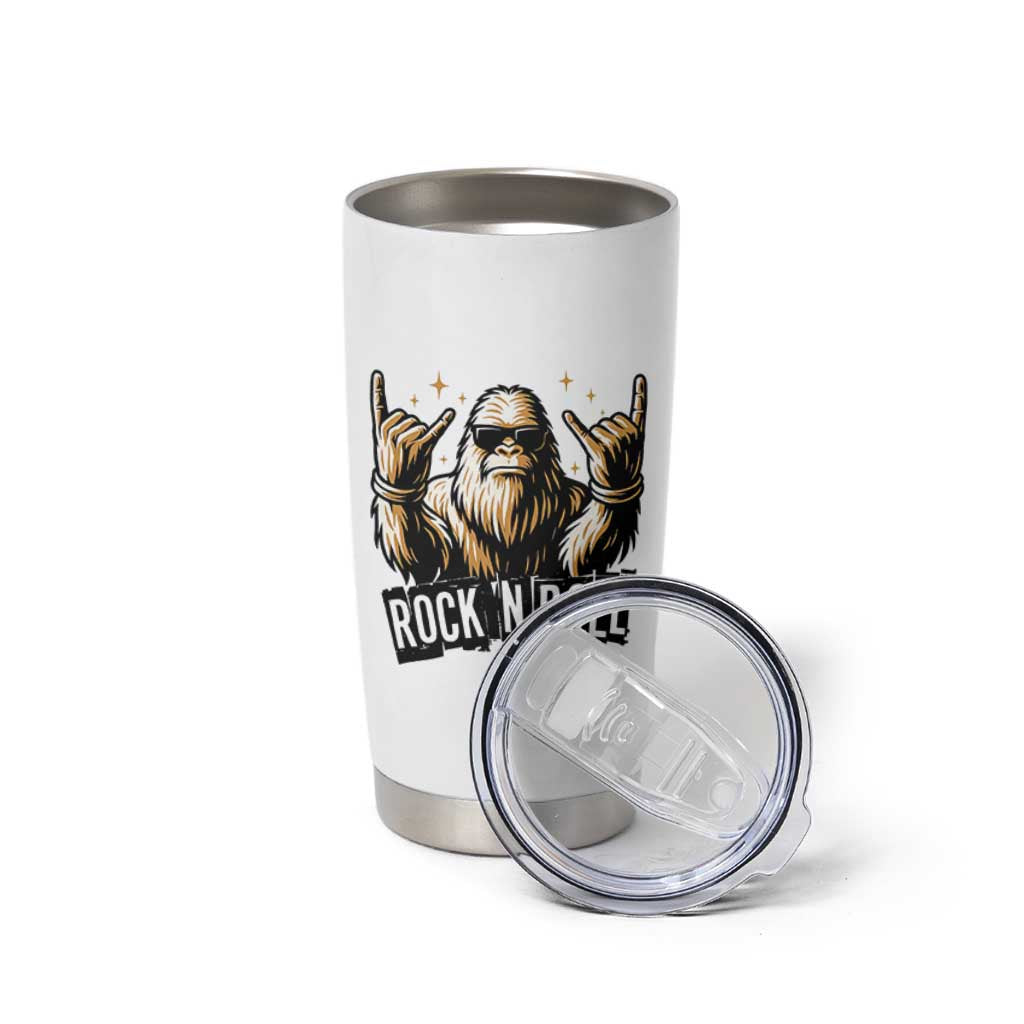 Funny Bigfoot Rock N Roll Tumbler Cup Music Lover Sasquatch
