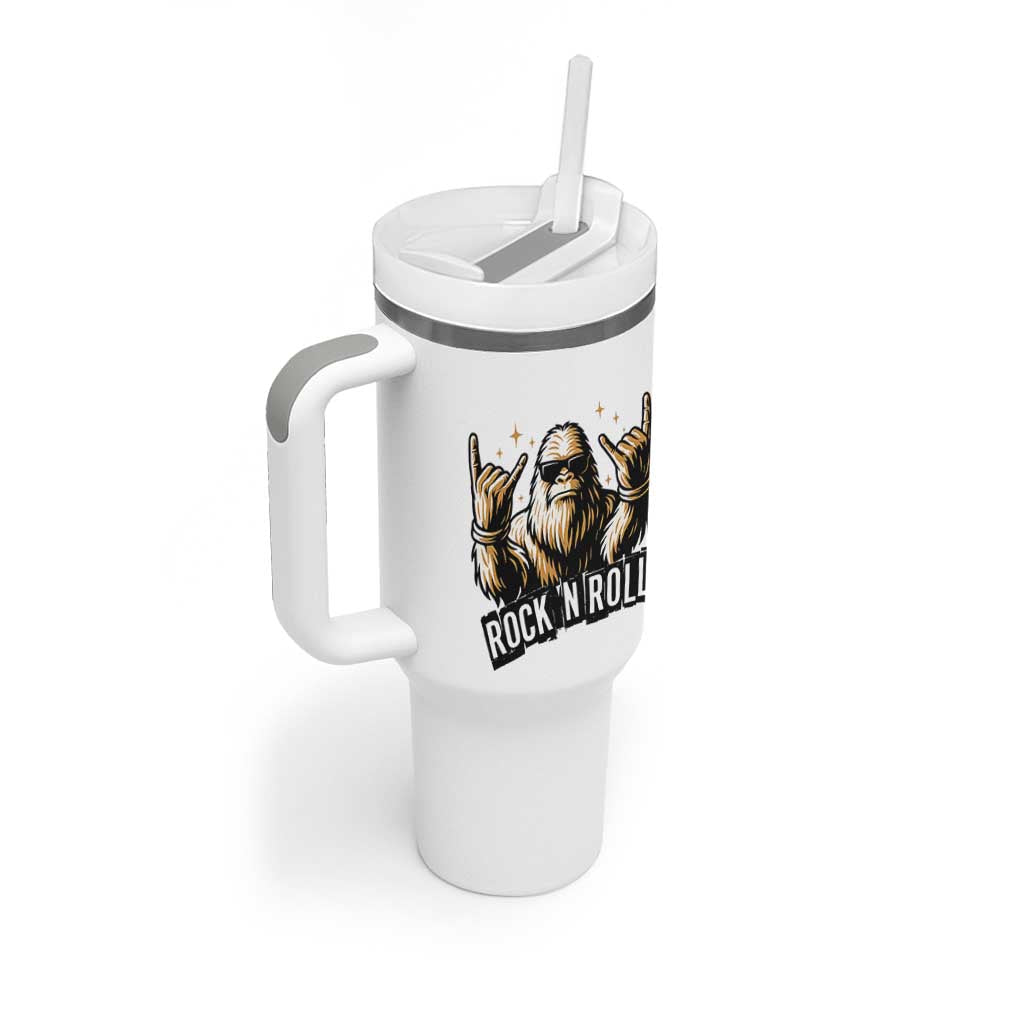 Funny Bigfoot Rock N Roll Tumbler With Handle Music Lover Sasquatch
