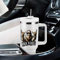 Funny Bigfoot Rock N Roll Tumbler With Handle Music Lover Sasquatch