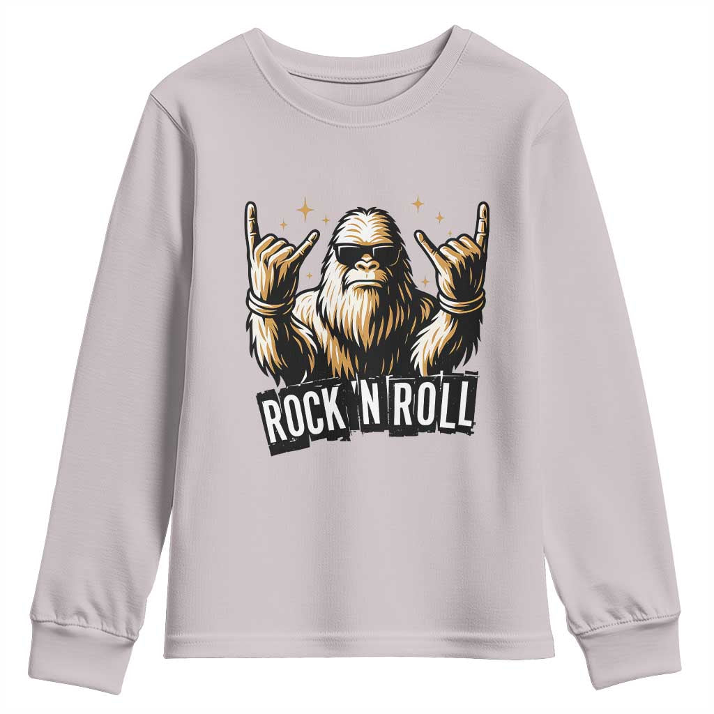 Funny Bigfoot Rock N Roll Youth Sweatshirt Music Lover Sasquatch - Wonder Print Shop