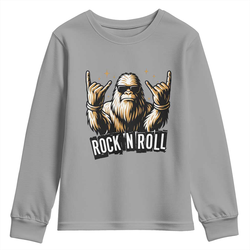 Funny Bigfoot Rock N Roll Youth Sweatshirt Music Lover Sasquatch - Wonder Print Shop