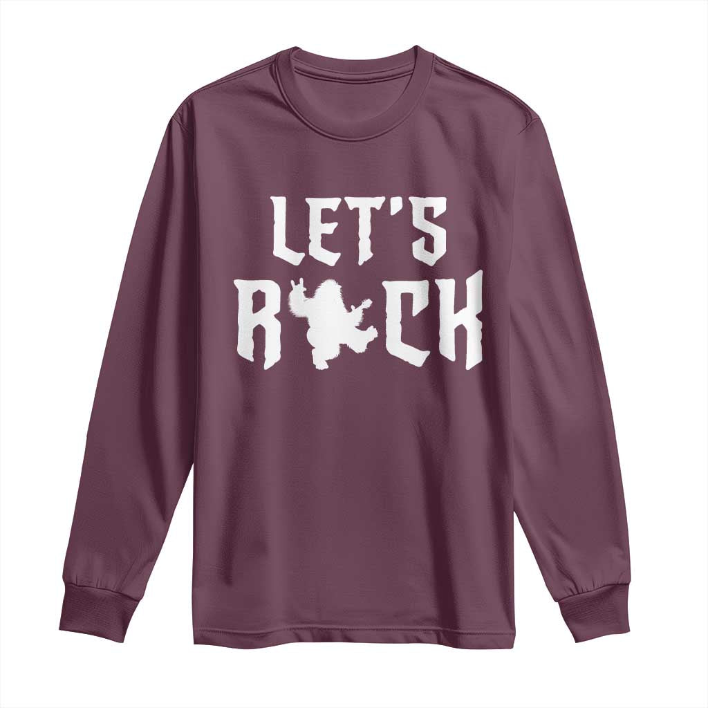 Bigfoot Rock N Roll Long Sleeve Shirt Funny Lets Rock Music Lover - Wonder Print Shop