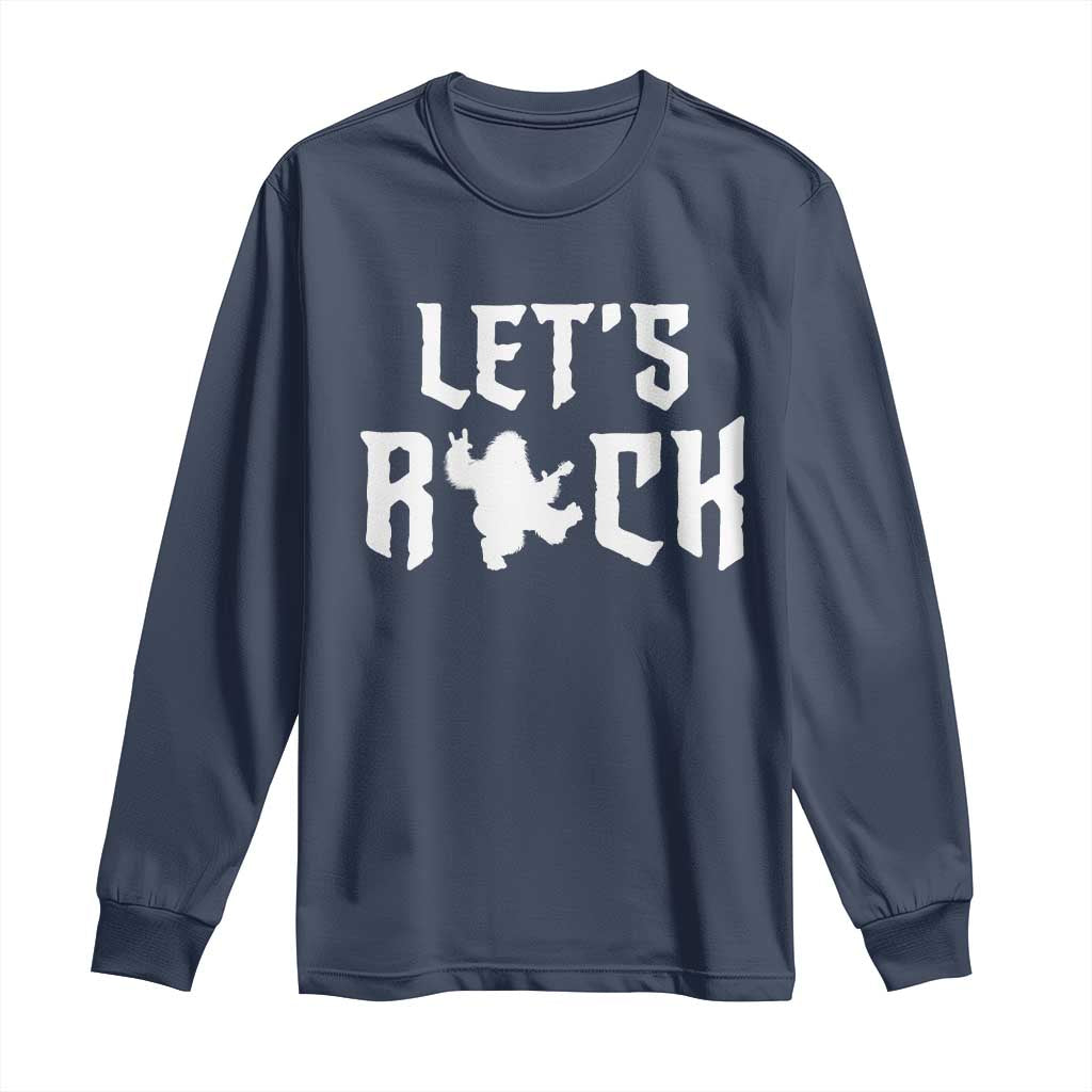Bigfoot Rock N Roll Long Sleeve Shirt Funny Lets Rock Music Lover - Wonder Print Shop