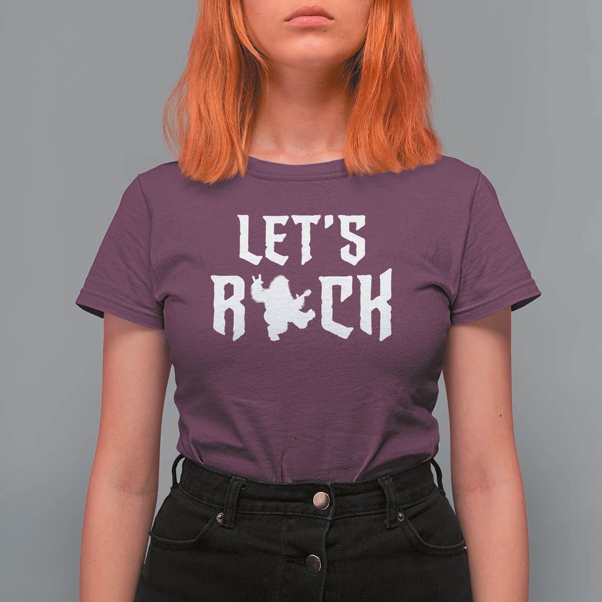 Bigfoot Rock N Roll T Shirt For Women Funny Lets Rock Music Lover - Wonder Print Shop