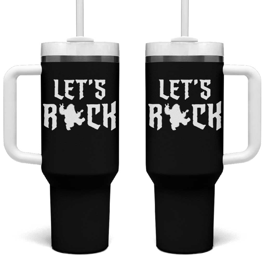 Bigfoot Rock N Roll Tumbler With Handle Funny Lets Rock Music Lover
