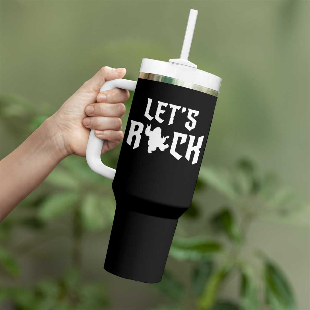 Bigfoot Rock N Roll Tumbler With Handle Funny Lets Rock Music Lover