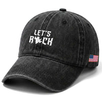 Bigfoot Rock N Roll Washed Cotton Baseball Cap Funny Lets Rock Music Lover