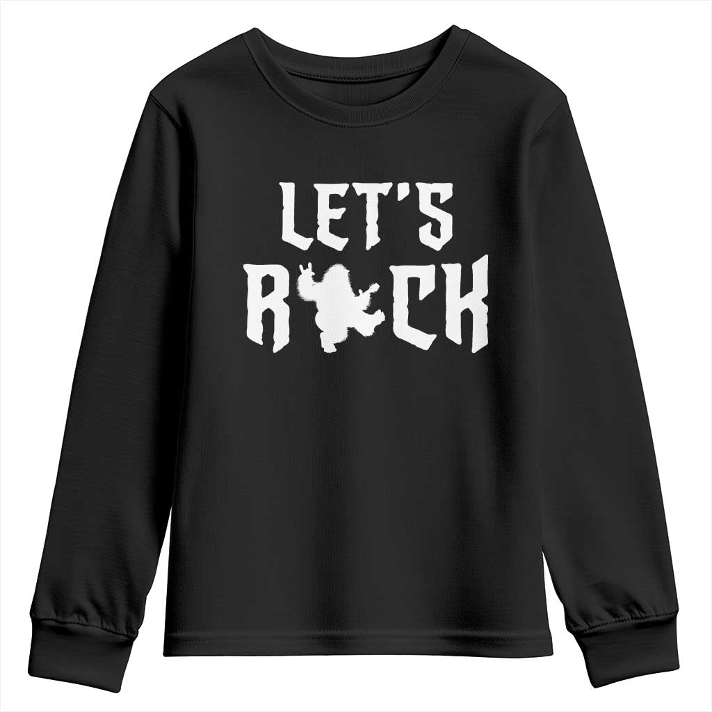Bigfoot Rock N Roll Youth Sweatshirt Funny Lets Rock Music Lover - Wonder Print Shop