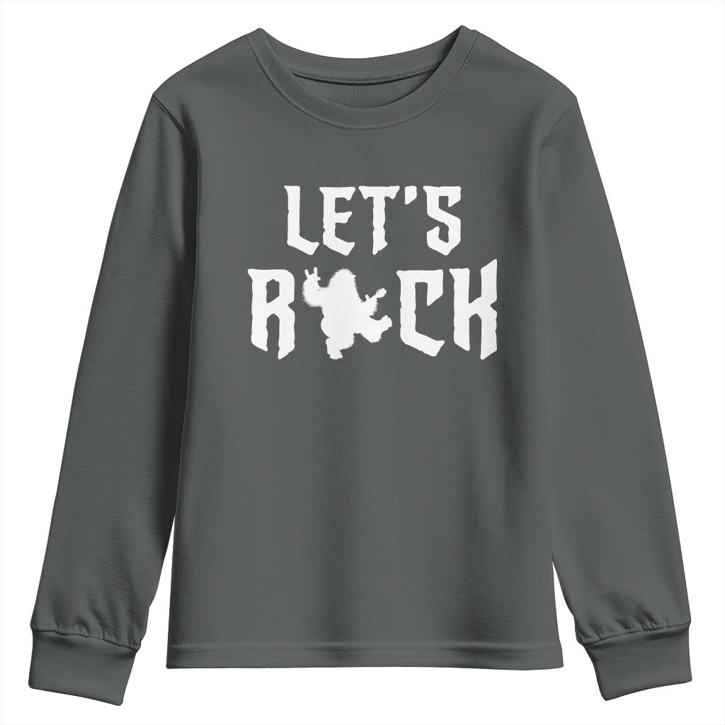 Bigfoot Rock N Roll Youth Sweatshirt Funny Lets Rock Music Lover - Wonder Print Shop