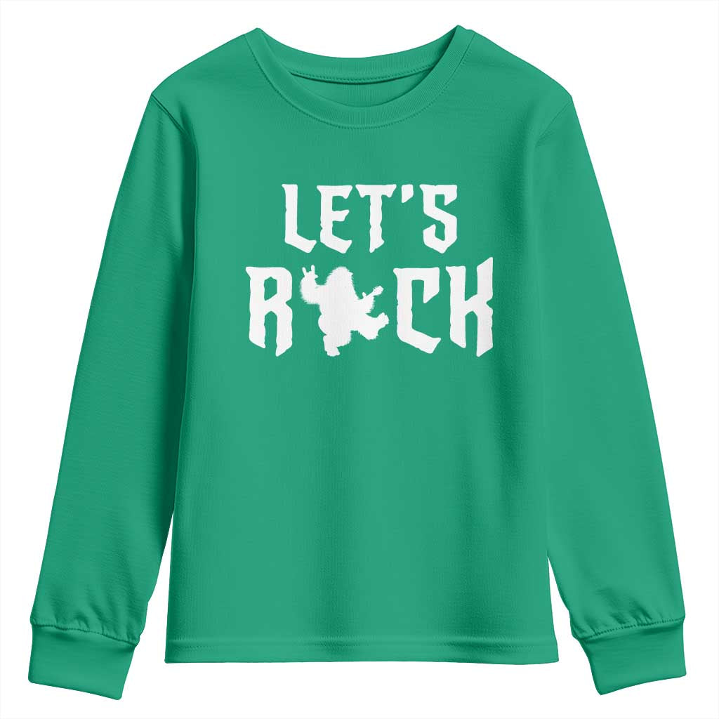 Bigfoot Rock N Roll Youth Sweatshirt Funny Lets Rock Music Lover - Wonder Print Shop