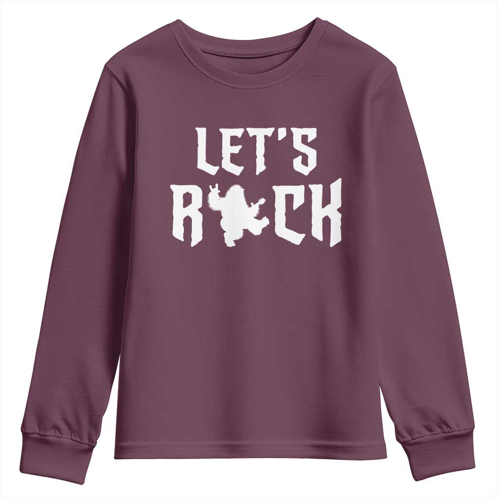 Bigfoot Rock N Roll Youth Sweatshirt Funny Lets Rock Music Lover - Wonder Print Shop