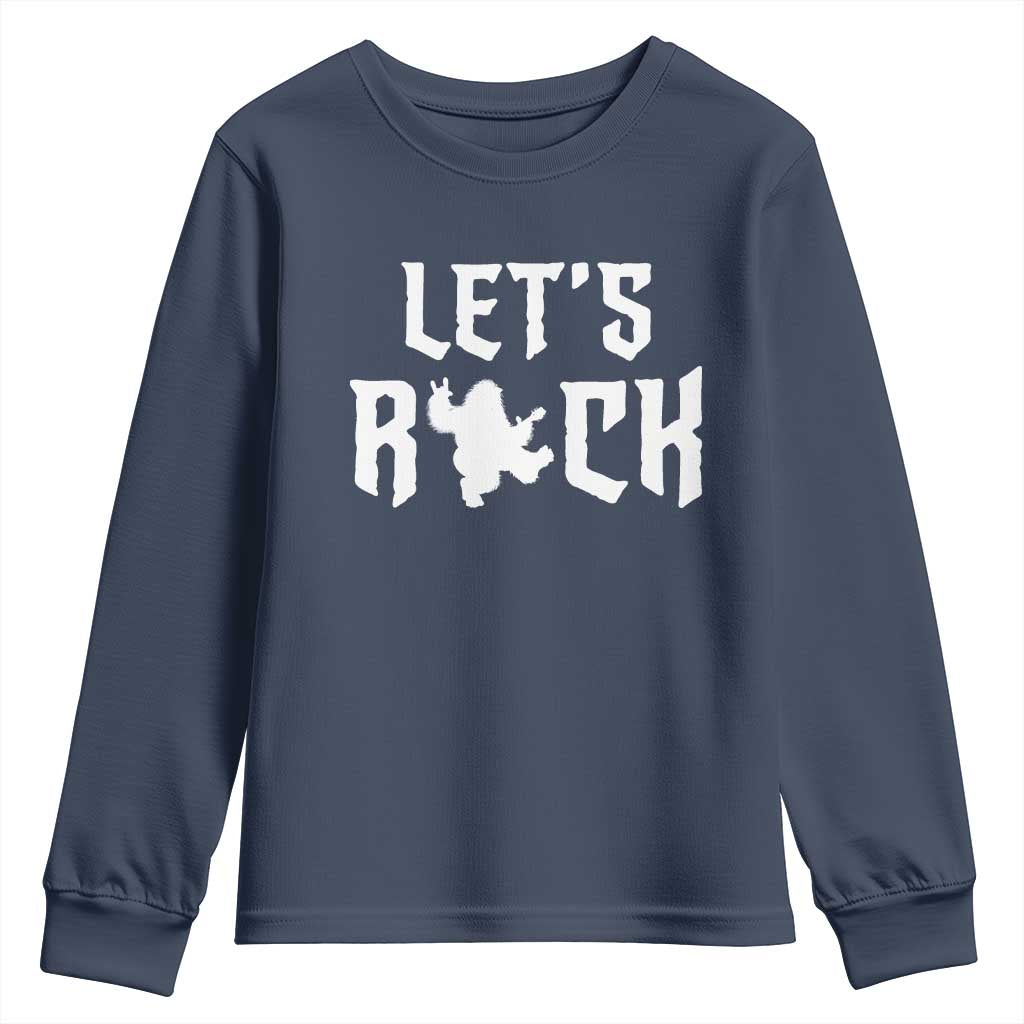 Bigfoot Rock N Roll Youth Sweatshirt Funny Lets Rock Music Lover - Wonder Print Shop