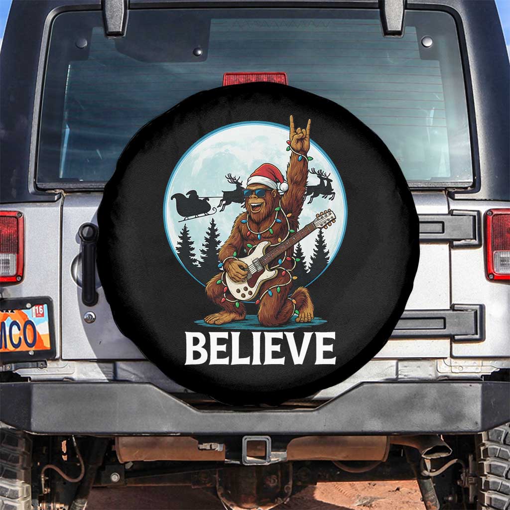Christmas Bigfoot Spare Tire Cover Believe Funny Santa Rock N Roll - Wonder Print Shop