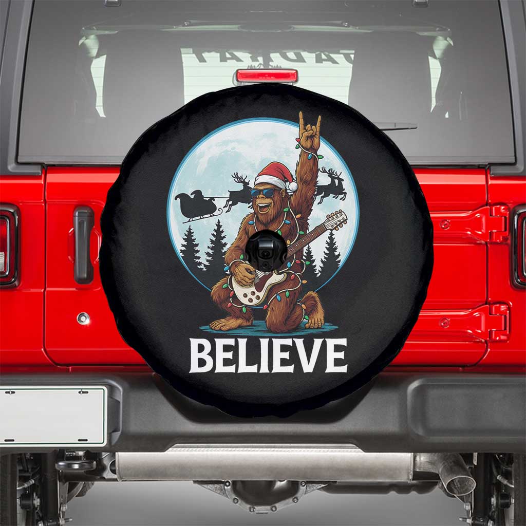 Christmas Bigfoot Spare Tire Cover Believe Funny Santa Rock N Roll - Wonder Print Shop