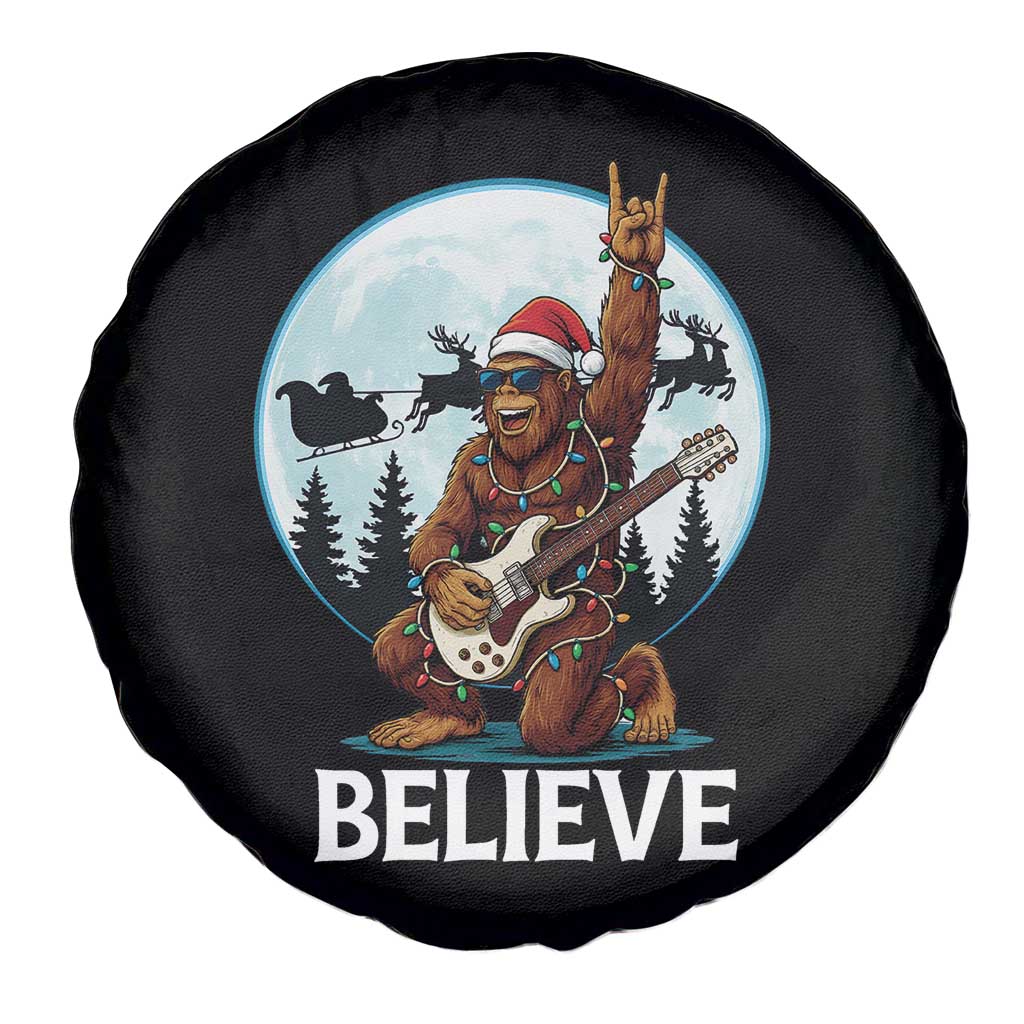 Christmas Bigfoot Spare Tire Cover Believe Funny Santa Rock N Roll - Wonder Print Shop