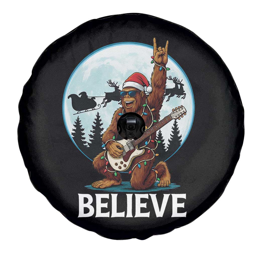 Christmas Bigfoot Spare Tire Cover Believe Funny Santa Rock N Roll - Wonder Print Shop